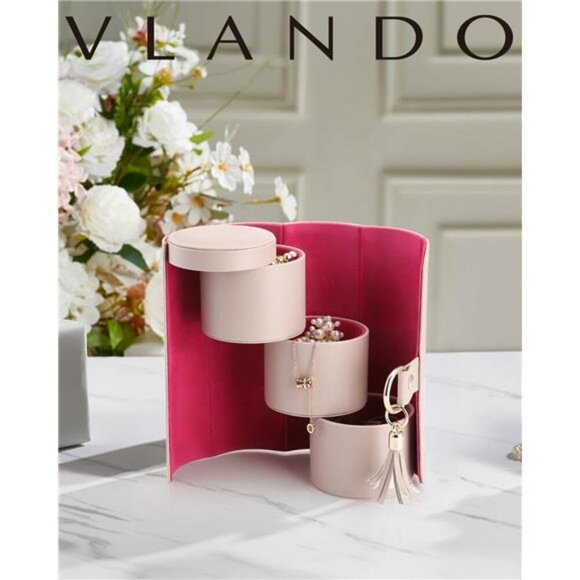 Travel Jewelry Organizer Box Small Portable PU Leather Case for Women Gift - Picture 2 of 7